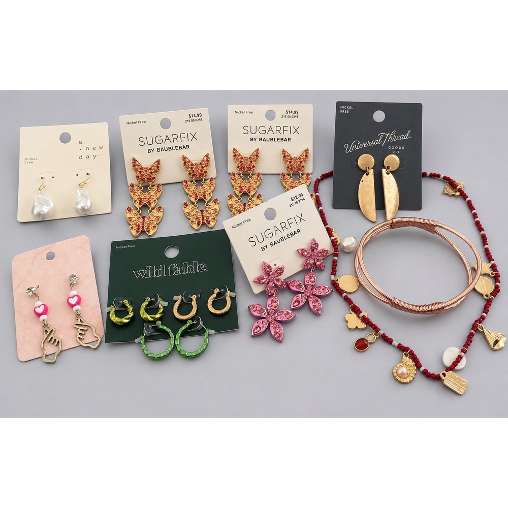 Target Jewelry Bundle Sugarfix BaubleBar Wild Fable Universal Thread 9pc Set NEW - Picture 1 of 1